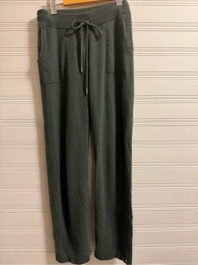 Quince 100% Mongolian Cashmere Knit Jogger Pants Green Small